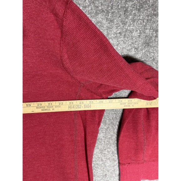 Eddie Bauer Henley Shirt Mens Size‎ XL Red Waffle Knit Long Sleeve Cotton Blend - Picture 7 of 8